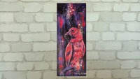 RAVEN IN NEONLIGHT - abstraktes Rabenbild auf Leinwand gemalt 20cmx50cm 4