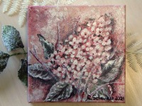 GLITZERNDE RISPENHORTENSIE - hübsches Acrylgemälde auf Leinwand 20cmx20cm mit Glitter -