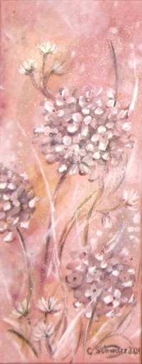 FROSTIGE ROSA HORTENSIEN 20cmx50cm - glitzerndes Hortensienbild im Shabby Chic Look auf Leinwand 5