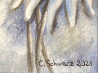 FROSTIGER WEISSER SONNENHUT 20cmx50cm - glitzerndes Blumenbild mit Echinacea im Shabby Chic Look auf