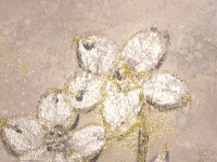 WINTERBLUMEN weiß-goldfarbig - hübsches Mixed Media Bild auf Leinwand 30cmx25cm mit Glitter -