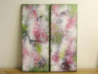 BLOOMING FOREST - abstrakte Acrylbilder 2-teiliges Set je 20cm breit und 50cm hoch, Künstlerin