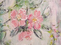 LOVELY WILD ROSES - kunstvolles Wildrosenbild mit Glitter und Strukturpaste 40cmx50cm 7