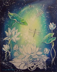 MAGIC LOTUS FLOWERS - Acrylgemälde mit Lotusblüten und Libellen 40cmx50cm von Christiane Schwarz 4