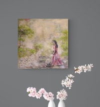 FRÜHLING IN PARIS - Shabby chic / Mixed media Bild mit Strukturpaste und Glitter 60cmx60cm 3