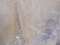 FRÜHLING IN PARIS - Shabby chic / Mixed media Bild mit Strukturpaste und Glitter 60cmx60cm 7