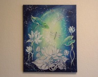 MAGIC LOTUS FLOWERS - Acrylgemälde mit Lotusblüten und Libellen 40cmx50cm von Christiane Schwarz 3