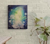 MAGIC LOTUS FLOWERS - Acrylgemälde mit Lotusblüten und Libellen 40cmx50cm von Christiane Schwarz