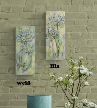 AGAPANTHUS / SCHMUCKLILIE als 2er-Set je 20cmx50cm - Blumenbilder mit Glitter - Künstlerin