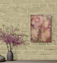 FOXGLOVE AND FERN - Mixed Media Bild mit gemalten Fingerhüten und Farn 30cmx40cm 2