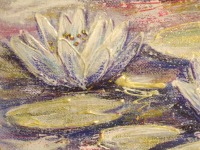 WHITE WHISPERING WATERLILIES - kleines Seerosenbild auf Leinwand mit Glitter im Shabby-Chic-Look -