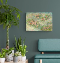 TRAUMHAFTE WILDROSEN - handgemaltes Acrylbild auf Leinwand mit Heckenrosen 70cmx50cm - Künstlerin