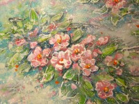 TRAUMHAFTE WILDROSEN - handgemaltes Acrylbild auf Leinwand mit Heckenrosen 70cmx50cm - Künstlerin