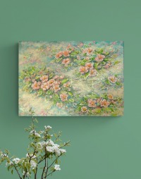 TRAUMHAFTE WILDROSEN - handgemaltes Acrylbild auf Leinwand mit Heckenrosen 70cmx50cm - Künstlerin