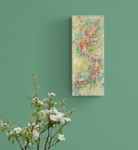 SPRING THOUGHTS - abstraktes Leinwandbild 20cmx50cm mit goldfarbigem Glitter- Christiane Schwarz 2