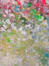 SPRING THOUGHTS - abstraktes Leinwandbild 20cmx50cm mit goldfarbigem Glitter- Christiane Schwarz 6