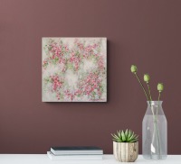 FLORAL PINK - abstraktes Leinwandbild auf 3,5cm dickem Galeriekeilrahmen 30cmx30cm