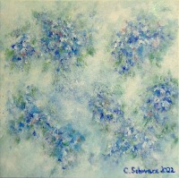 FLORAL BLUE - abstraktes Leinwandbild auf 3,5cm dickem Galeriekeilrahmen 30cmx30cm 4