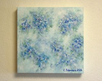 FLORAL BLUE - abstraktes Leinwandbild auf 3,5cm dickem Galeriekeilrahmen 30cmx30cm 5