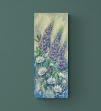 LUPINEN UND MARGERITEN 20cmx50cm - modernes Blumenbild auf Leinwand von Christiane Schwarz 3