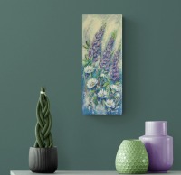 LUPINEN UND MARGERITEN 20cmx50cm - modernes Blumenbild auf Leinwand von Christiane Schwarz 4