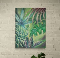 JUNGLE LEAVES - Bild mit tropischen Blättern und Regentropfen auf Leinwand 60cm x 80cm 3