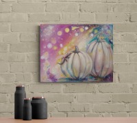 MAGICAL PUMPKINS - surrealistisches, herbstliches Bild mit Kürbissen und Eidechse 50cmx40cm 2