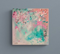 SPLASHES - abstraktes Acrylgemälde mit Ornamenten auf Leinwand 29cmx29cmx3,4cm