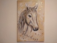 STARDUST - handgemaltes Pferdebild mit Sternen und Glitter 40cmx60cm auf Leinwand 10