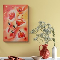 MOHNBLUMENTRAUM - künstlerisches Blumengemälde mit Mohnblumen auf Leinwand 40cmx60cm 4