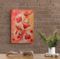 MOHNBLUMENTRAUM - künstlerisches Blumengemälde mit Mohnblumen auf Leinwand 40cmx60cm 2