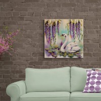 NESTING SWAN - modernes romantisches Schwanengemälde von Christiane Schwarz 60cmx60cm 3