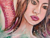 PRETTY LITTLE MERMAID - surrealistisches Acrylgemälde mit einer Nixe 30cmx30cmx3,7cm von Christiane