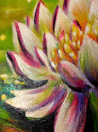 Kleines Acrylgemälde RAINBOW WATER LILY - zauberhaftes Acrylgemälde auf Leinwand von der