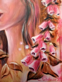 SCHÖNHEIT IN FINGERHÜTEN - Duotone Acrylgemälde in Braun und Rosa von Christiane Schwarz 7