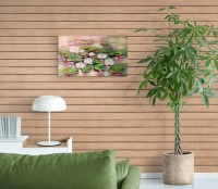 SPÄTSOMMERLICHE ELEGANZ - abstraktes Acrylgemälde mit weißen Seerosen auf Leinwand 4