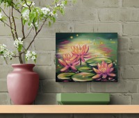 Acrylgemälde SPARKLING WATER LILIES - mystisches Acrylgemälde auf Leinwand von der Künstlerin