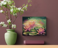 Acrylgemälde SPARKLING WATER LILIES - mystisches Acrylgemälde auf Leinwand von der Künstlerin