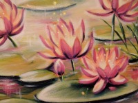 Acrylgemälde WATER LILY ROMANCE - mystisches Seerosenbild von der Künstlerin Christiane Schwarz 7