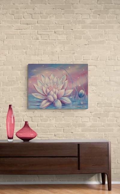 MAGIC WATERLILY - tolles Leinwandbild 80cmx60cm, Künstlerin Christiane Schwarz