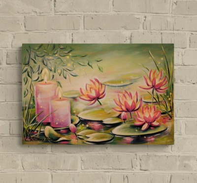 Acrylgemälde WATER LILY ROMANCE - mystisches Seerosenbild von der Künstlerin Christiane Schwarz