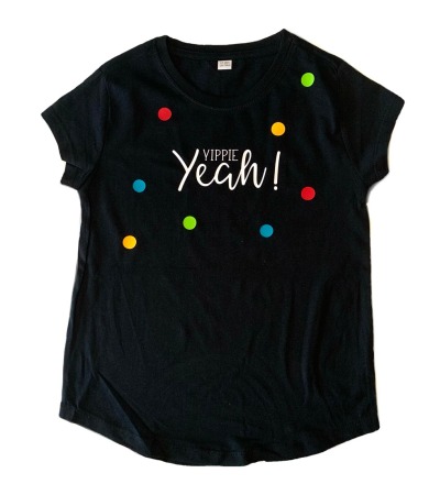 KIDS T-Shirt Yippie Yeah - Kinder-Shirt schwarz bunte Punkte