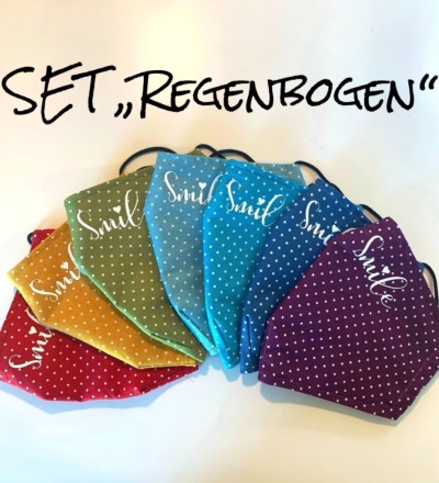 7x Mund-& Nasenbedeckung - Regenbogen limited Edition
