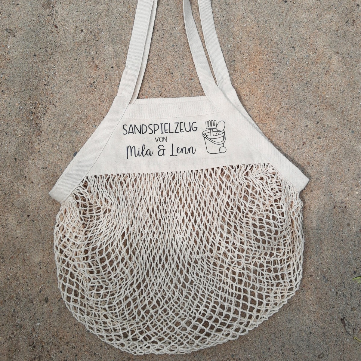 NETZTASCHE SANDSPIELZEUG - Personalisierte Sandspielzeugtasche aus 100 %  Bio Baumwolle, Online Shop