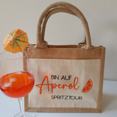 JUTE TASCHE APEROL SPRITZTOUR - Geschenktasche für Getränke mit Aperol Spruch