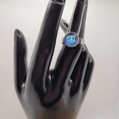 Blue Peace - Ring Cabochon 10mm silber