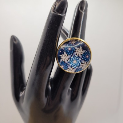 Blue Namaste - Ring Cabochon 25mm gold