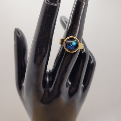 Blue Universe - Ring Cabochon 10mm gold