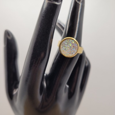 Glitter - Ring Cabochon 12mm gold