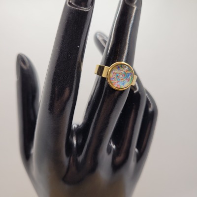 Mandala - Ring Cabochon 10mm gold